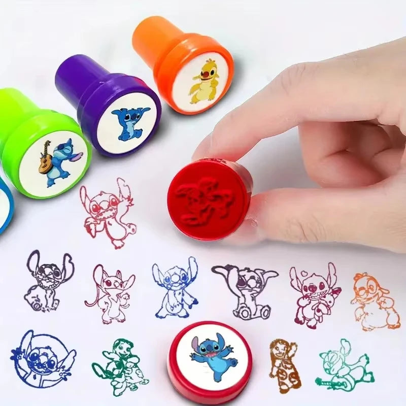 12PCS Cartoon Lilo & Stitch Seal Gift Stitch Cartoon Pattern Seal Kindergarten Rewards Stamps Christmas Gift