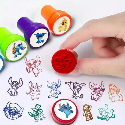 12PCS Cartoon Lilo & Stitch Seal Gift Stitch Cartoon Pattern Seal Kindergarten Rewards Stamps Christmas Gift