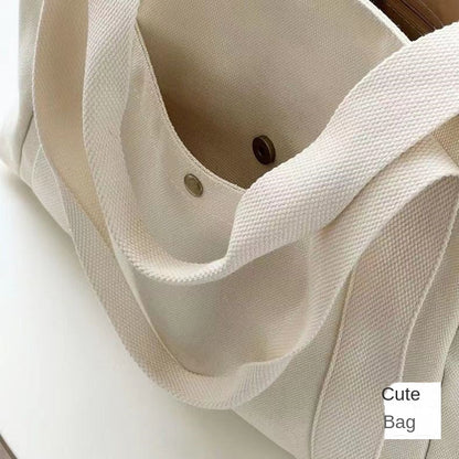 Large Capacity Canvas Solid Letter Tote Bag Versatile Handbag for Commuter Work Student Class Underarm Women's Bag shopping bag