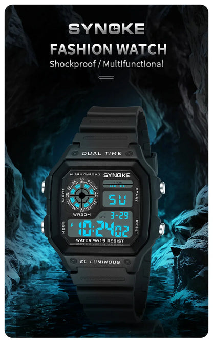 SYNOKE Military Digital Watches Men Sports Luminous Chronograph Waterproof Male Electronic Wrist Watches Relogio Masculino