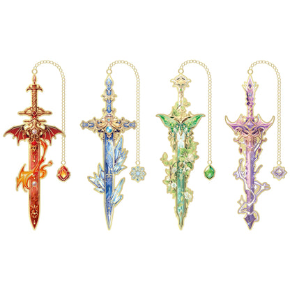 4pcs Fantasy Sword Bookmarks for Books, Journals, Planners - Cool Metal Book Markers for Reading Women & Men, Unique Book Marks