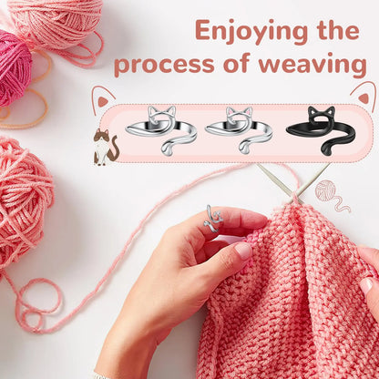 2pcs Adjustable Knitting Crochet Loop Ring Knittied Yarn Guide Finger Faster Holder Thimble Crocheters Thread Ring Sewing Tools