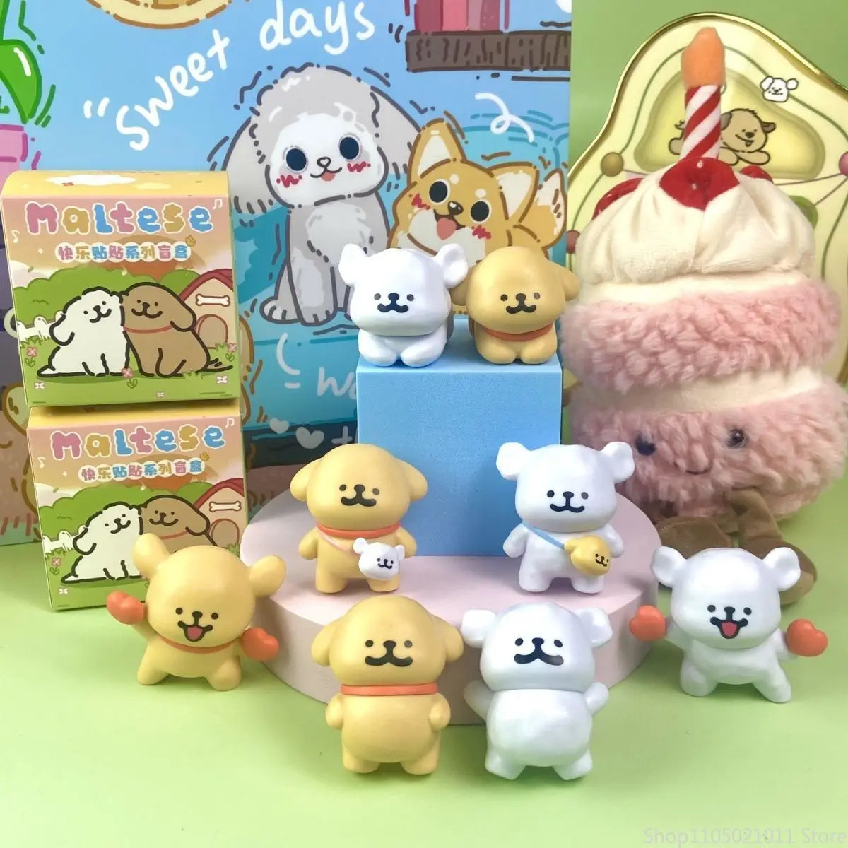Maltese Dog Blind Box We Are The Best In World Series Cute Model Flocking Figures Childrens Toys Peripheral Gifts