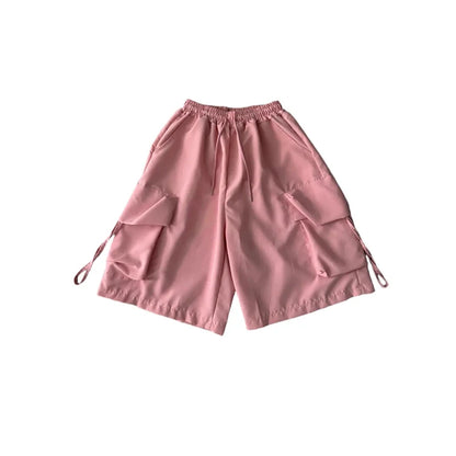 ZOKI Women High Waist Cargo Shorts American Style Streetwear Summer Wide Leg Pants Fashion Female Big Pocket Loose Shorts New