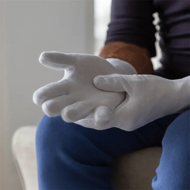 6Pairs White Cotton Work Gloves for Dry Hands Ceremonial Handling Film Jewelry Silver Inspection Gloves Household Cleaning Tool