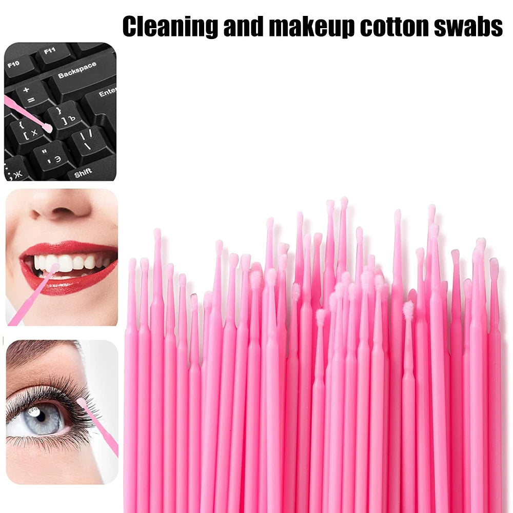 300/2000pcs Cotton Swabs MicroBrush Eyelash Extension Brushes For Makeup Nail Art Individua Applicator Lash Clean Removing Tool