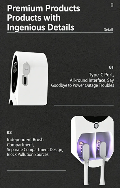 Mini Portable Rechargeable Travel Toothbrush Sterilizer Induction Switch with Charge Display Toothbrush Sterilizer Case