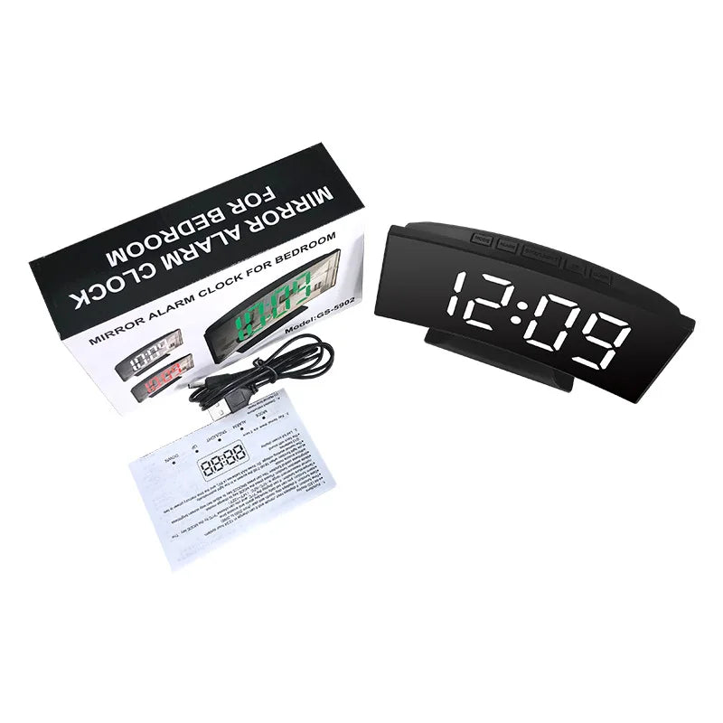 Electronic Alarm Clock Noiseless Design Digital LED Large Display Mirror Electronic Clock Digital Alarm Clock LED Mirror Clocks