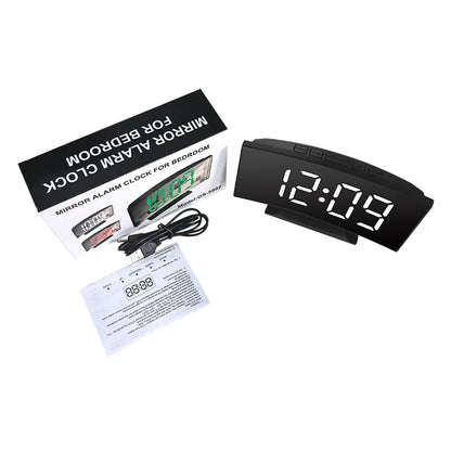 Electronic Alarm Clock Noiseless Design Digital LED Large Display Mirror Electronic Clock Digital Alarm Clock LED Mirror Clocks