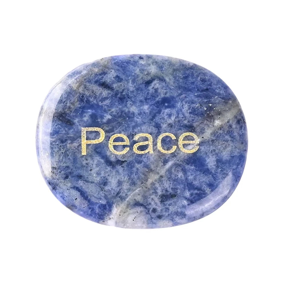 Crystal Worry Stone Double Plane Shaped Piece Inspirational Palm Stone, Engraved With Words To Relieve Worries Jade Energy Stone