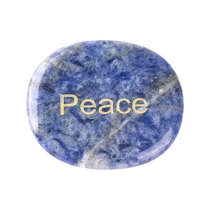 Crystal Worry Stone Double Plane Shaped Piece Inspirational Palm Stone, Engraved With Words To Relieve Worries Jade Energy Stone