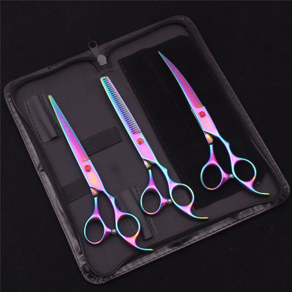 Pet Grooming Scissors Purple Dragon Japan Stainless Pink Curved Scissors For Dogs Dog Thinning Scissors Pet Chunker Shears Z3003