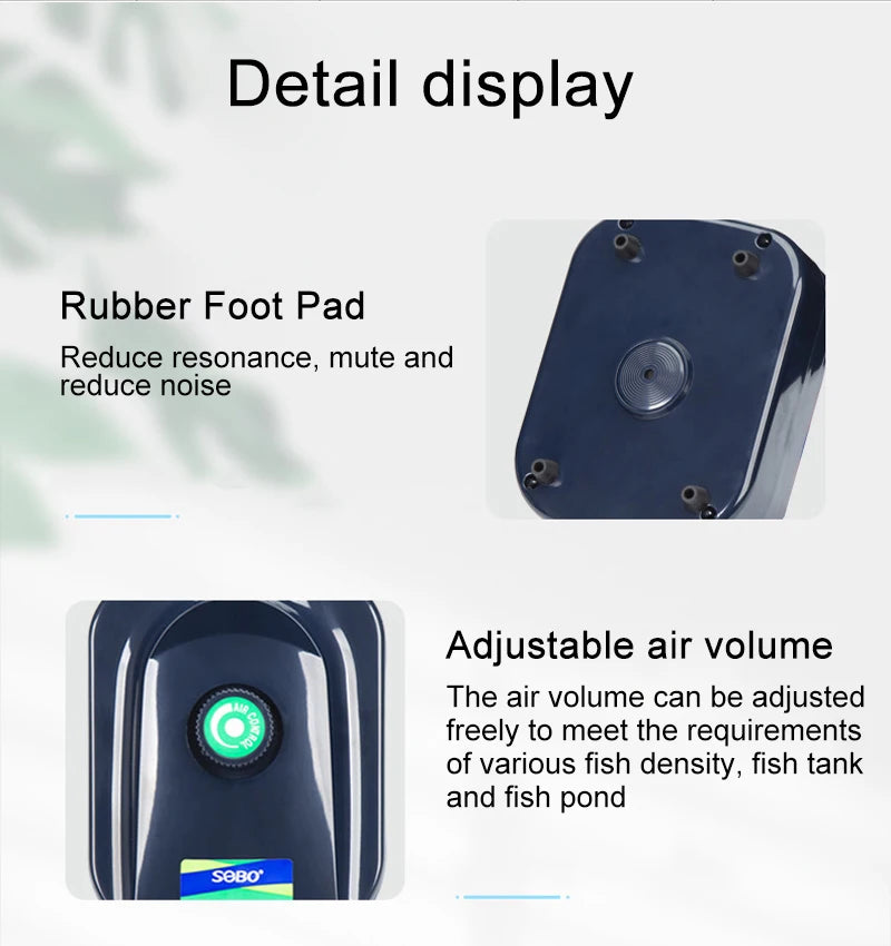 SOBO Silent Aquarium Oxygen Air Pump Fish Tank Adjustable Air Volume High Power Oxygenator Air Compressor Aerator 220v