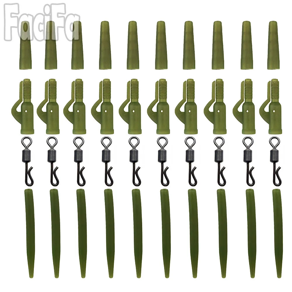 10 sets Carp Fishing Accessories Lead Clip Quick Change Swivel Tail Rubber Anti Tangle Sleeves Carp Rig Coarse Fishing Tackle
