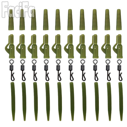 10 sets Carp Fishing Accessories Lead Clip Quick Change Swivel Tail Rubber Anti Tangle Sleeves Carp Rig Coarse Fishing Tackle