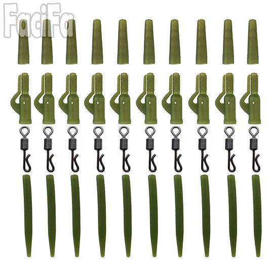 10 sets Carp Fishing Accessories Lead Clip Quick Change Swivel Tail Rubber Anti Tangle Sleeves Carp Rig Coarse Fishing Tackle