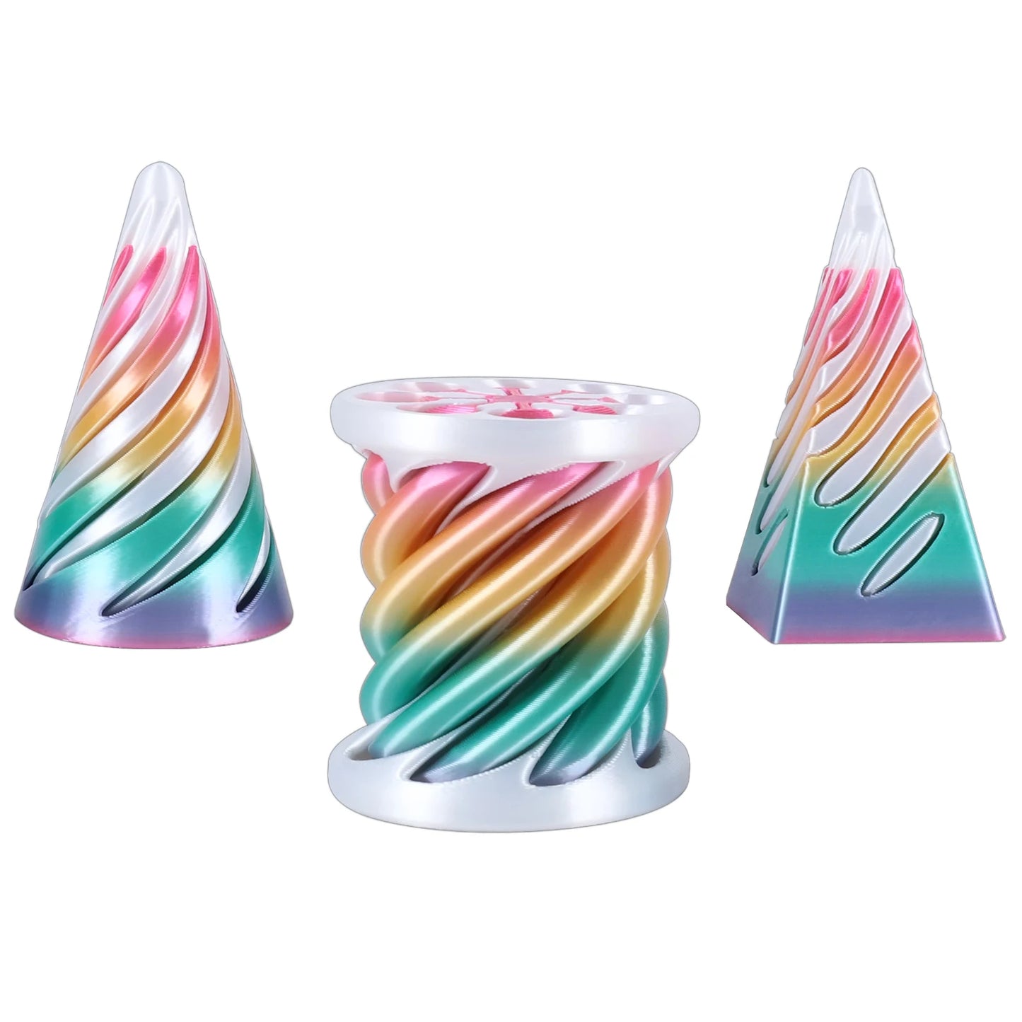 3 Pack Spiral Cone Fidget Toys 3D Printed Impossible Passthrough Pyramid Pillar Helix Screw Toys for Anxiety Relaxing