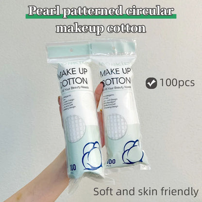 100pcs/200pcs Soft and Breathable Round Cotton Pad with Double-Sided Texture Is Used for Daily Facial Cleaning and Makeup Remova