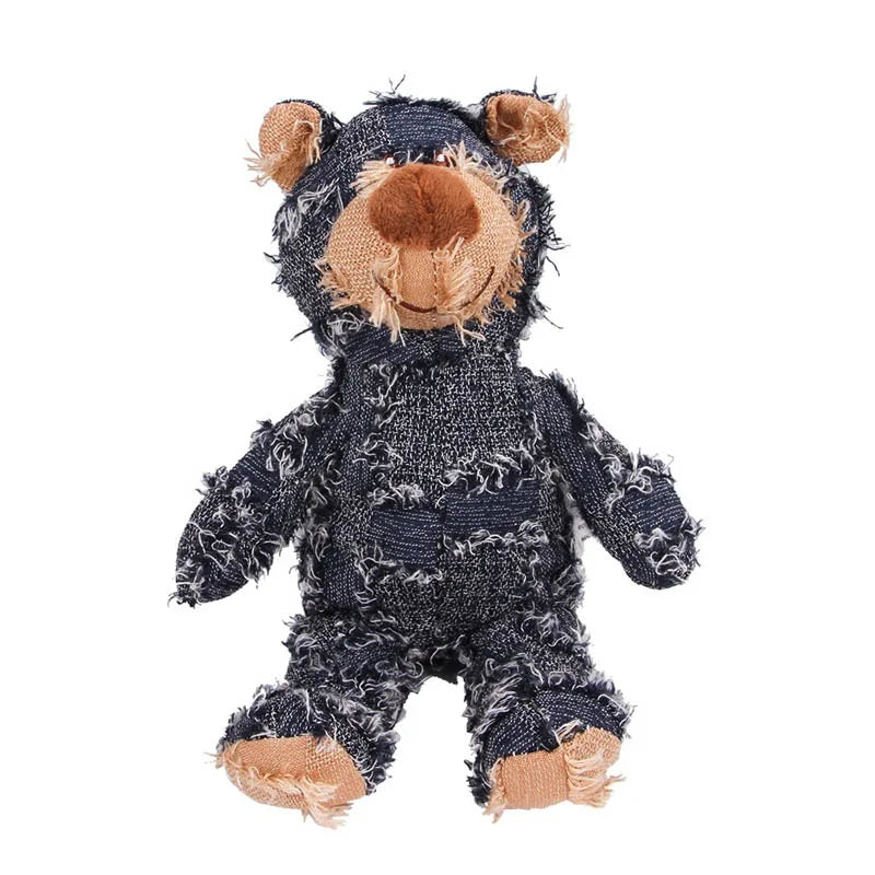 Dog Companion for Chewers Indestructible Bear Toy Resistant Squeaky Dog Toys Heavy Chewers Stuffed Plush Dog Toys for Aggressive