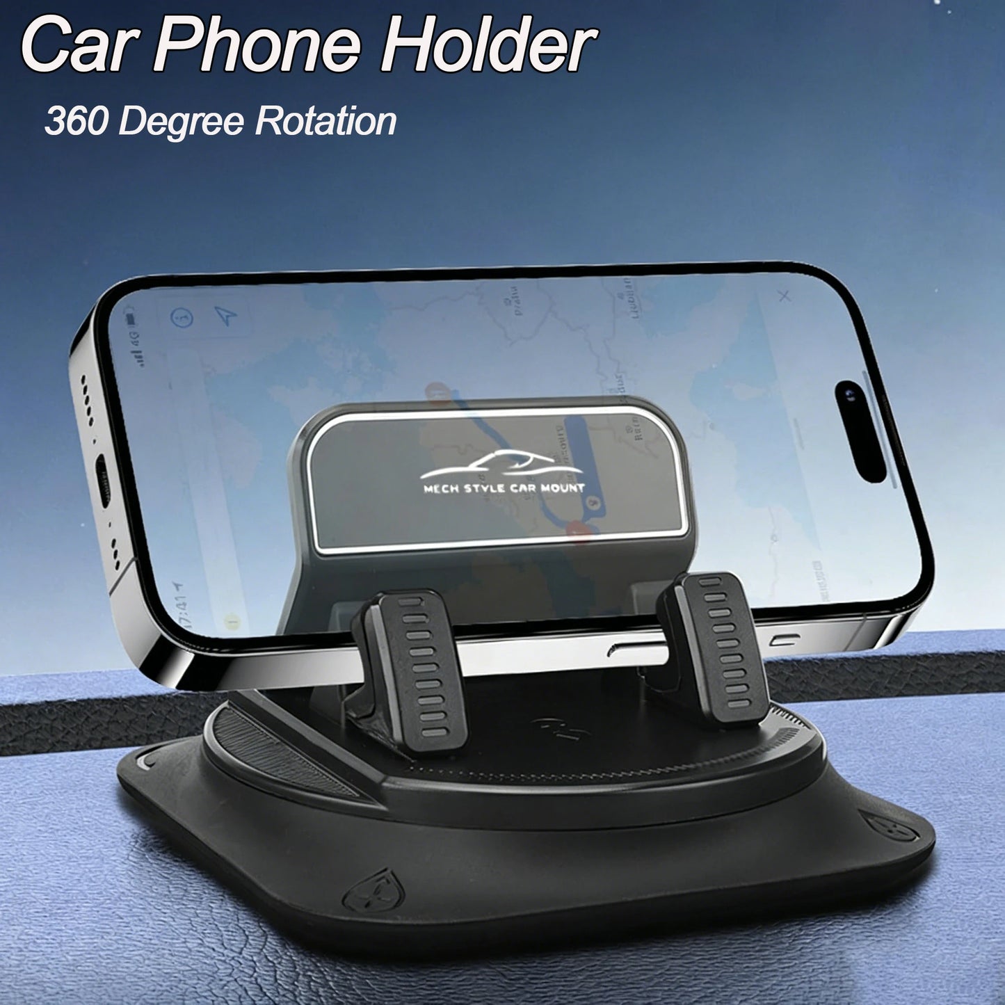 Kebidumei Car Phone Holder Car Dashboard Support Bracket Mount Anti-Slip Pad Universal 360 degree Rotatable Navigation Holder