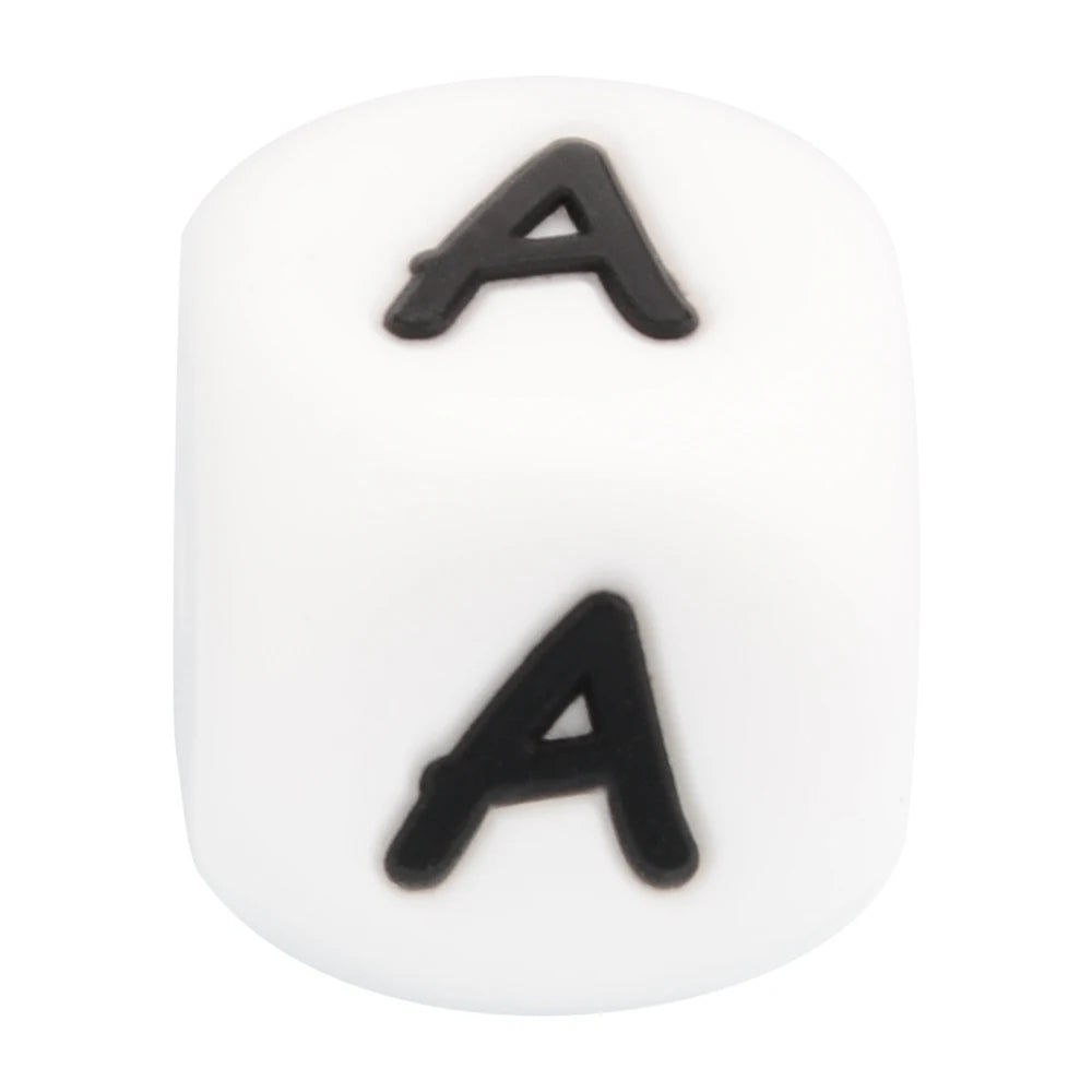 LOFCA 40PCS/Lot Alphabet 12mm Food Grade Letter Silicone Beads Baby Bead Pacifier Chain BPA Free  for Name Make DIY Necklace