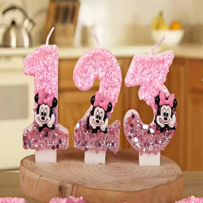 3D Number Birthday Cartoon 0-9 Minnie Mouse Candles Cake Anniversary Party Plug-in Birthday Cake Decoration Supplies DIY Gifts