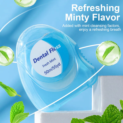 20PCS/12PCS/6PCS/2PCS dental floss roll - mint flavor, 50 meters/roll - suitable for interdental cleaning and oral care tools