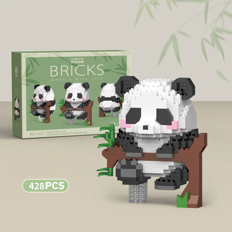 Cute Panda Micro Building Blocks Microparticle Animal Huahua Doll Building Block Brick Toys for Children Girls Birthday Gifts