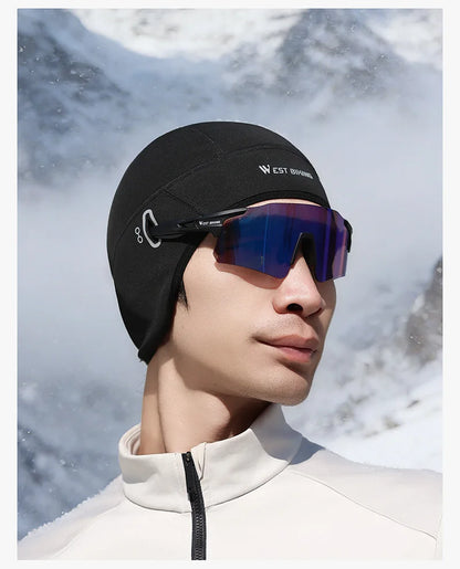 WEST BIKING Winter Fleece Cycling Cap Windproof Thermal Skull Cap Helmet Liner Running Skiing Motocycle Riding Men MTB Bike Hat