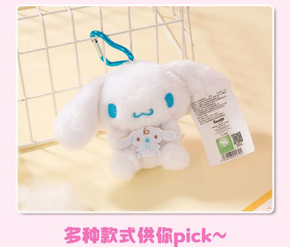 Genuine Sanrio Hello Kitty Kuromi Melody Pachacoo Cinnamoroll Stuffed Toy Pendant Cute Plush Toys Keyring Keychain Birthday Gift