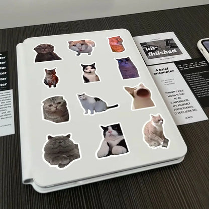 50-100 sheets of cute cartoon cat emoji stickers for luggage, water bottles, notebooks, and journal decoration