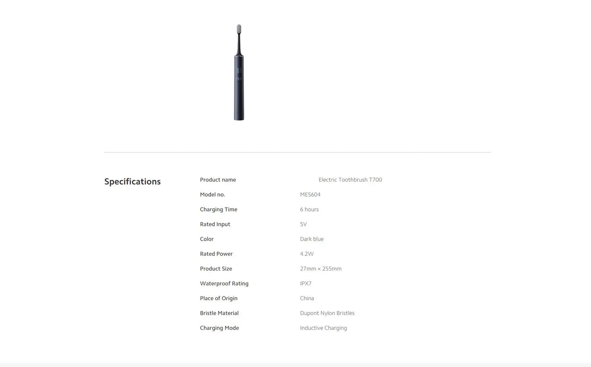 MIJIA T700 Sonic Electric Toothbrush Teeth Whitening Ultrasonic Vibration Oral Cleaner Brush Smart APP LED Display