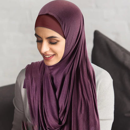 Good Stitch Stretchy Jersey Scarf Jersey Hijab Instant Hijab Plain Muslim Shawls Supplier Turban HeadWraps Foulard Femme