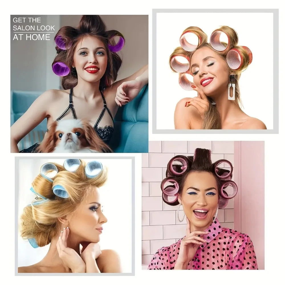 30pcs/Set Heatless Hair Styling Kit Self-Grip Rollers with 18pcs Hair Rollers and 12pcs Clips for DIY Hair Styling Easy To Use