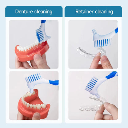 1pcs Toothbrush for dentures, double-sided cleaning, orthodontic correction, denture retainers, specialized toothbrush