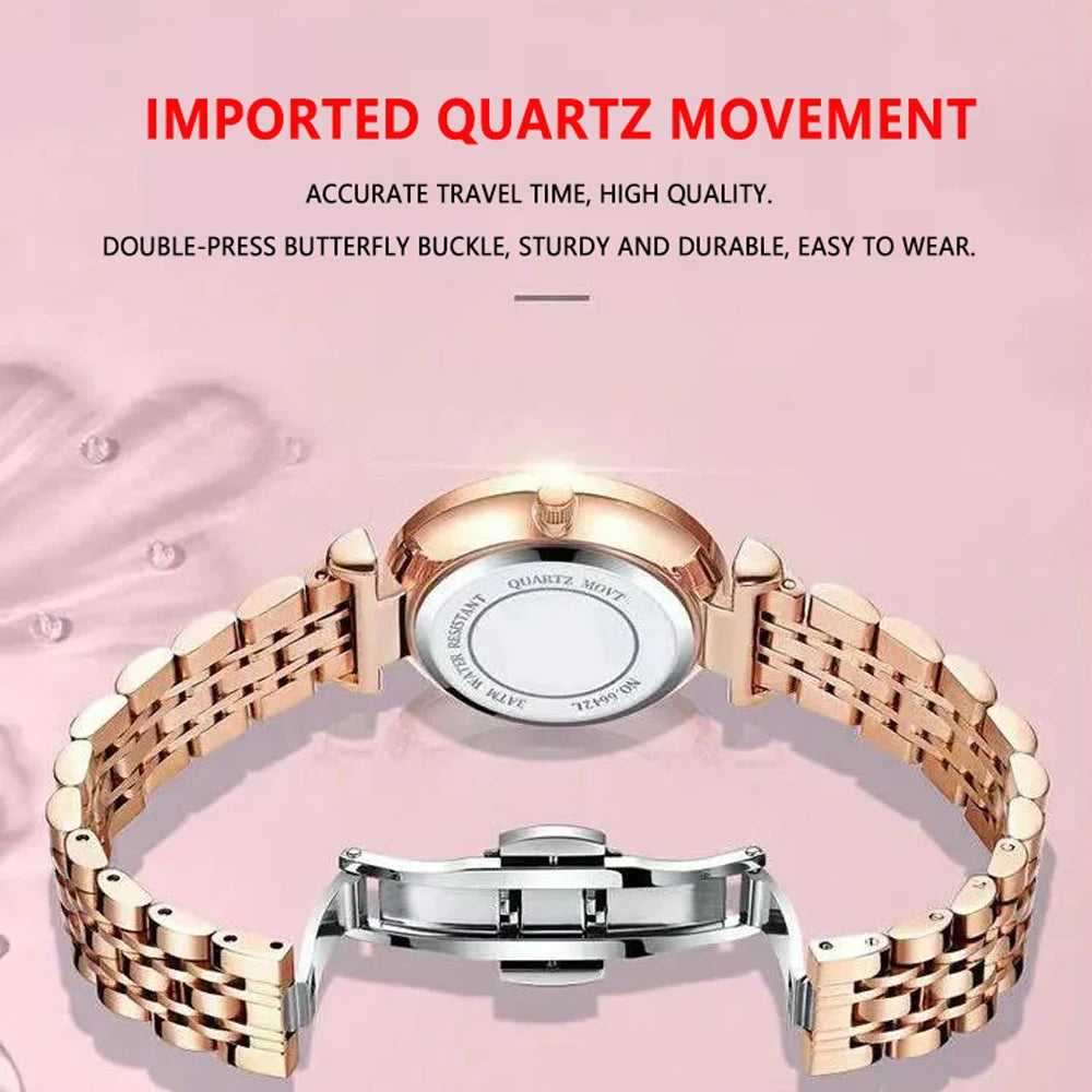 POEDAGAR Top Elegant Women's Watches Stainless Steel Date Week Woman Watch Waterproof Luminous Fashion Ladies Watch Quartz Reloj