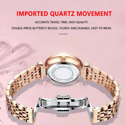 POEDAGAR Top Elegant Women's Watches Stainless Steel Date Week Woman Watch Waterproof Luminous Fashion Ladies Watch Quartz Reloj