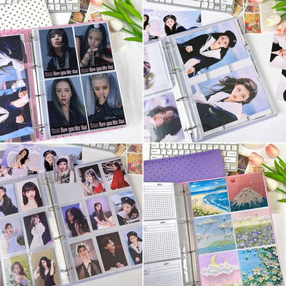 A4 Clear 10 Pcs Photo Album Refill Pages File Protector 4/11 Holes 6×4 8×10 4/11 Ring Binder Photocards Postcard Card Notebook