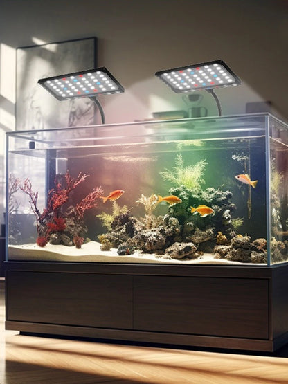 USB Aquarium LED Light Full Spectrum Aquatic Plant Grow Lamp Fish Tank Adjustable Brightness Dimmable Timed 360° Rotatable Light