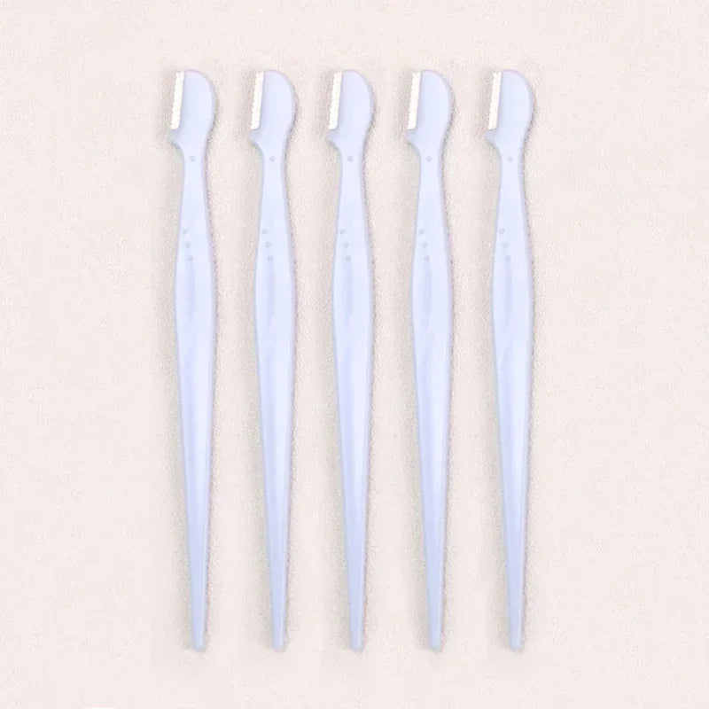 Karsyngirl 2/3/5Pcs Straight Handle Round Head Eyebrow Trimmer Beauty Tools Beginner Anti-scratch Eyebrow Trimmer Eyebrow Razor