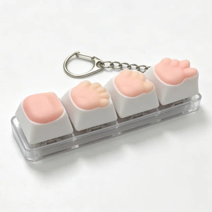 Cute Cat Paw Silicone Fidget Keychain Stress Relief Toy Portable Decor Gift For Mechanical Keyboard Lovers
