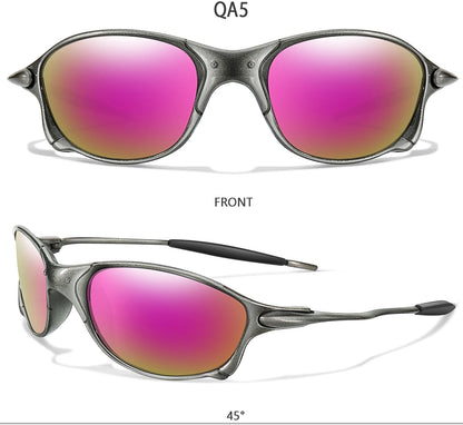 Men And Women Trendy Cycling Sunglasses Metal Shades With UV Protection for Outdoor Sports, Running, Hiking, Driving Travel