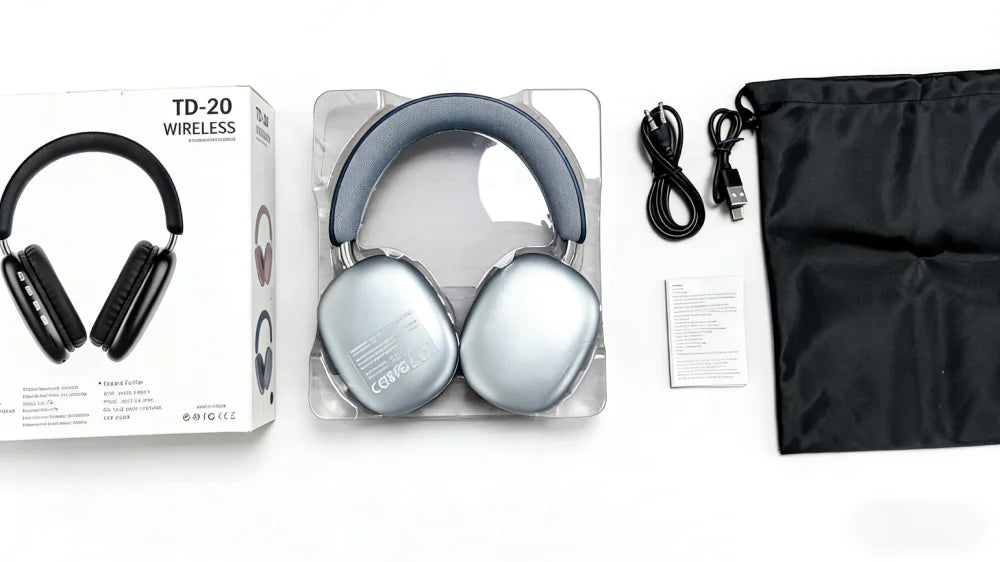 TD-20 Wireless Headphone 3D Spatial Audio Earphone Bluetooth 5.3 Headset 40mm Driver Over Ear Headphone 24H for Mobile Phone PC