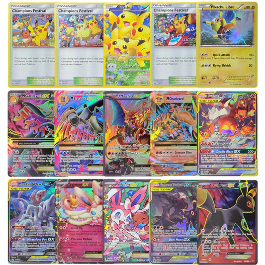 PKM Foil Collection PTCG Charizard Pikachu Mew EX Sylveon Singl PKM Holographic Cards PROXY Card Hobbies Rare Collection Battle