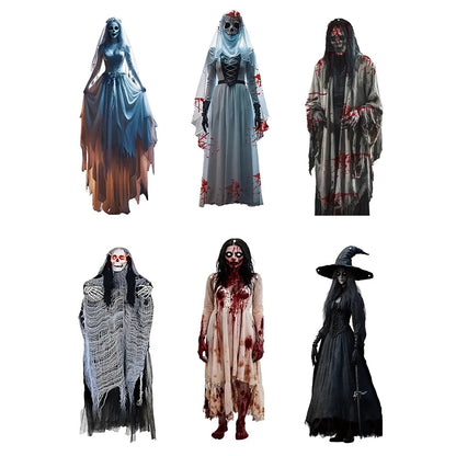 Eerie Bride Skull Halloween Decorative Background; Ghastly Indoor-Outdoor Haunted House Party Accessories.