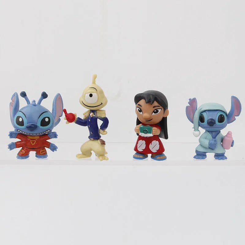 12pcs/set Stitch Lilo Action Figure Anime Cartoon Model Toys Cute Version Doll Cake Decoration Ornaments