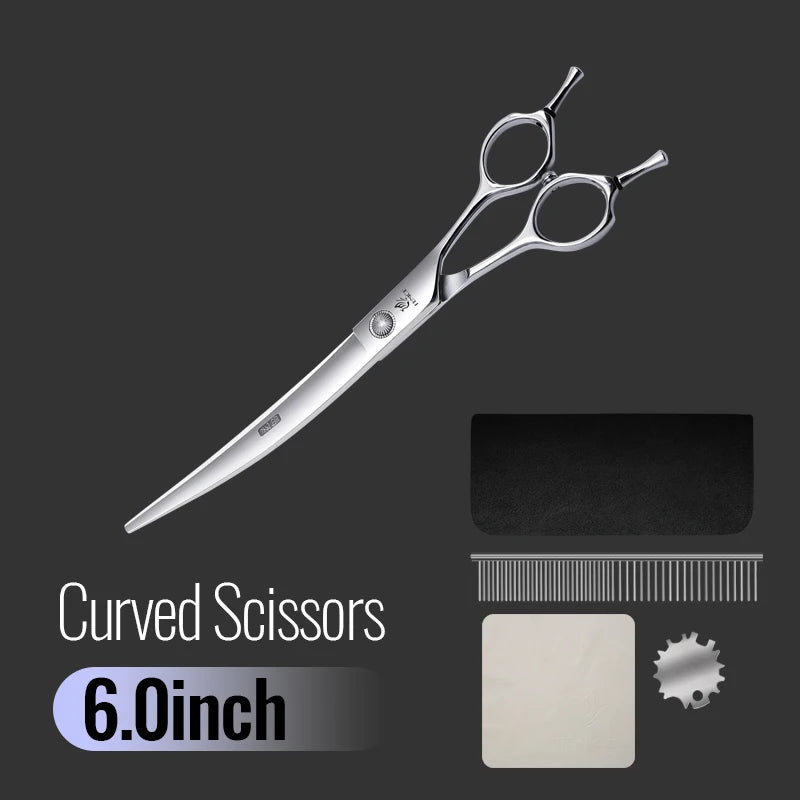 Fenice 6//6.5/7/7.5 Inch Professional Pet Dogs Grooming Scissors Set Straight&Curved &Thinner&Chunker Shear Scissors