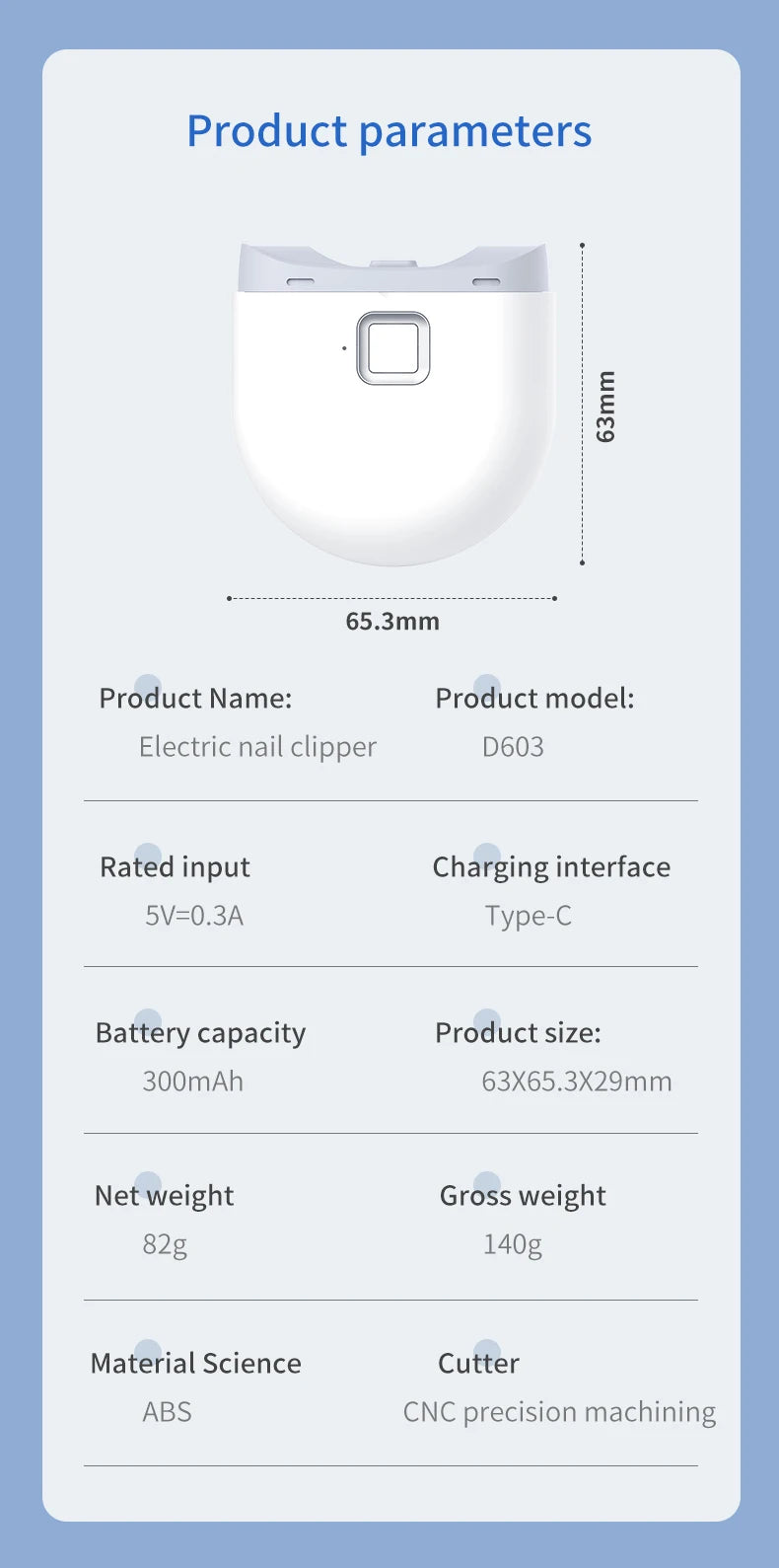With Light Rechargeable Electric Nail Clipper - Automatic Grinding Polishing Trimmer Cutter for Baby Adult Manicure