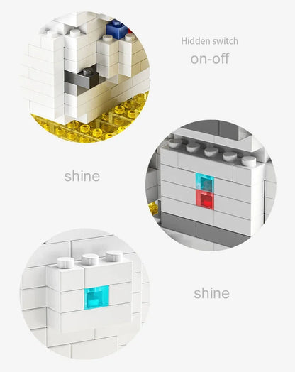 Knew built Luminous Astronaut Moon Micro brick Building Blocks Set Educational Toys LED Light Technology Bricks for Adults
