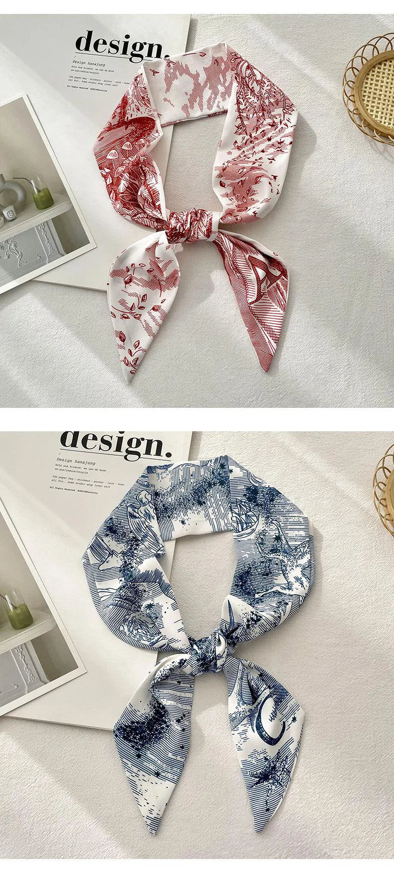 26 Letters Tarot Constellation Bag Scarf Twill Silk Scarves Women New Neckerchief Hair Headbands